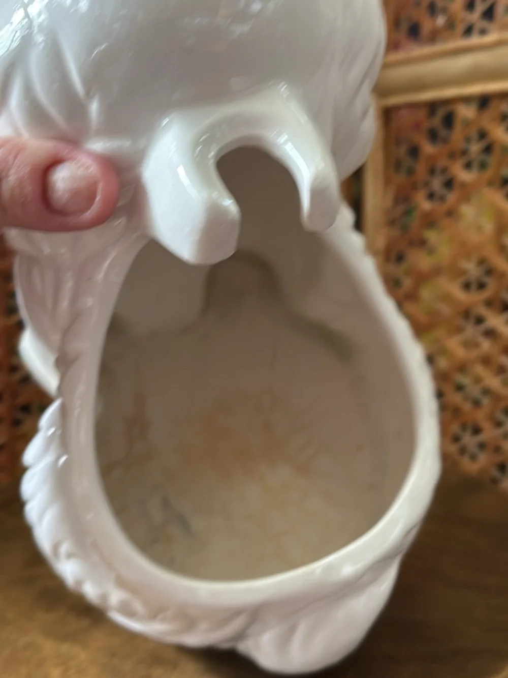 White Ceramic Dog Figurine - Decorative Pet Accent toilet wand holder